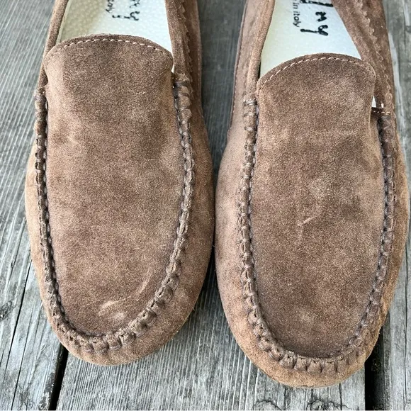French Sole fs/ny Women’s Stella Suede Brown Moccasin Shoes Sz 39