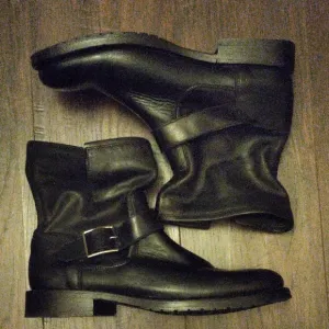 FRYE &quot;Natalie Engineer&quot; Black Leather Short Boots