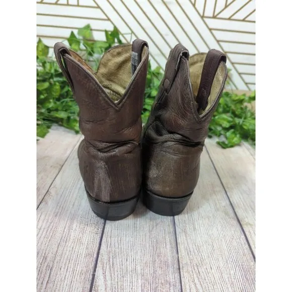 FRYE Billy Short Country Western Cowboy Boots Dark Brown Washed Antique 8.5B