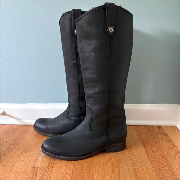 FRYE Black Leather Knee-High Boots