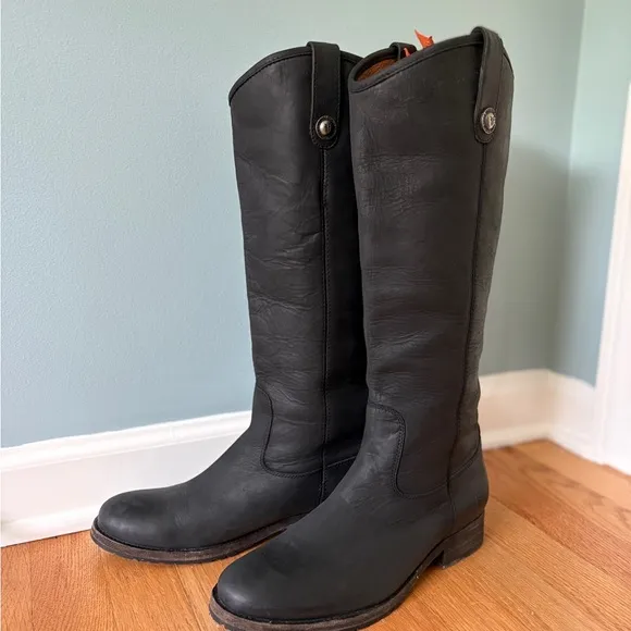 FRYE Black Leather Knee-High Boots