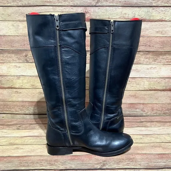 Frye Black Leather Molly Tall Boots