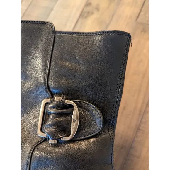 Frye Black Leather Paige Short Riding Moto Boots Size 6.5