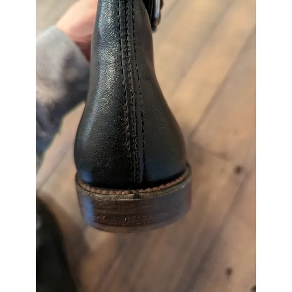 Frye Black Leather Paige Short Riding Moto Boots Size 6.5
