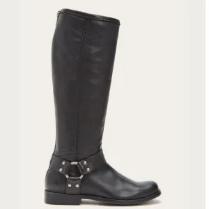 FRYE BLACK PHILLIP HARNESS TALL BOOT SIZE 6.5B