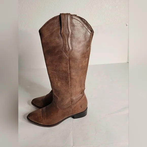Frye Boots 6.5 Ray Seam Pull On Tall Leather Ridding Western Tan Brown