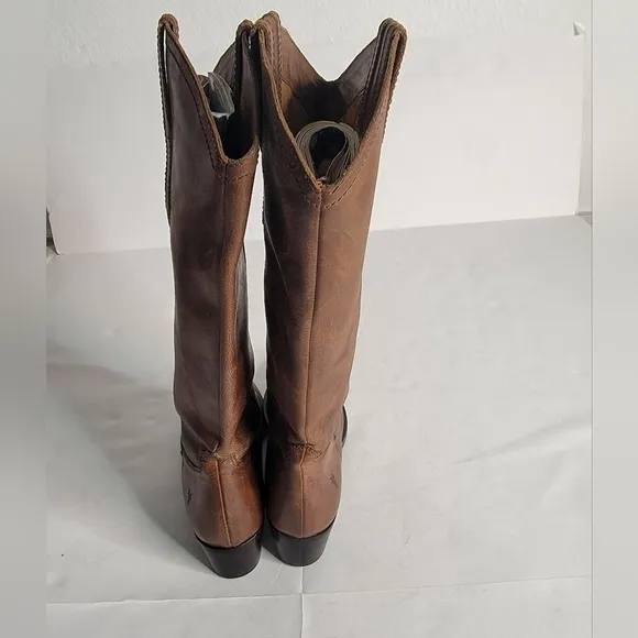 Frye Boots 6.5 Ray Seam Pull On Tall Leather Ridding Western Tan Brown