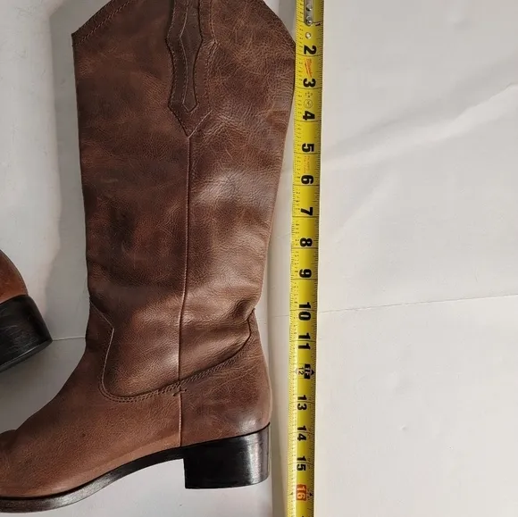Frye Boots 6.5 Ray Seam Pull On Tall Leather Ridding Western Tan Brown