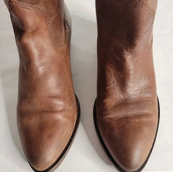 Frye Boots 6.5 Ray Seam Pull On Tall Leather Ridding Western Tan Brown