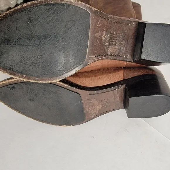 Frye Boots 6.5 Ray Seam Pull On Tall Leather Ridding Western Tan Brown