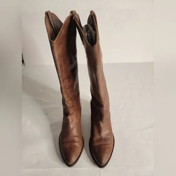 Frye Boots 6.5 Ray Seam Pull On Tall Leather Ridding Western Tan Brown