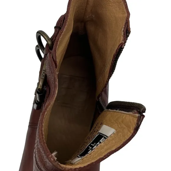Frye Brown Molly D Ring Buckle Ankle Boots Size 8 1/2 Women's
