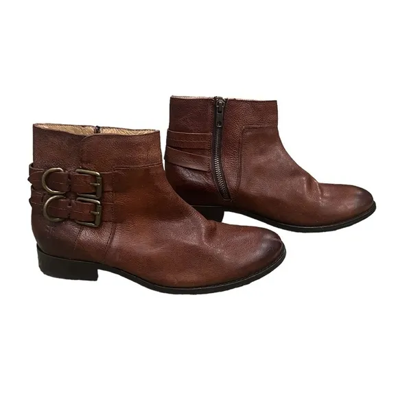 Frye Brown Molly D Ring Buckle Ankle Boots Size 8 1/2 Women's