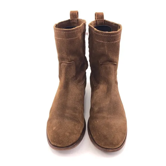 Frye Cara Short Brown Suede Leather Ankle Boots 8 B