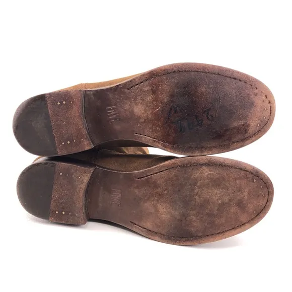 Frye Cara Short Brown Suede Leather Ankle Boots 8 B