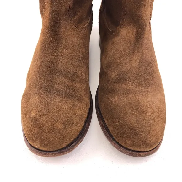 Frye Cara Short Brown Suede Leather Ankle Boots 8 B