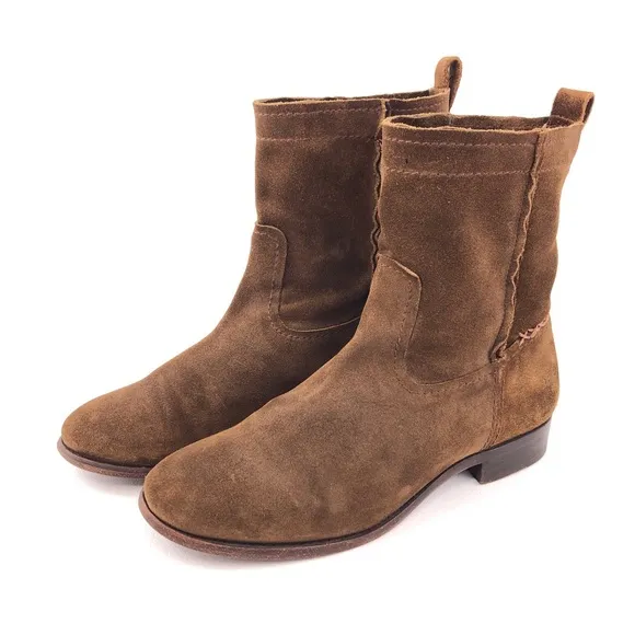 Frye Cara Short Brown Suede Leather Ankle Boots 8 B