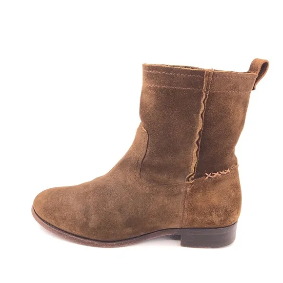 Frye Cara Short Brown Suede Leather Ankle Boots 8 B