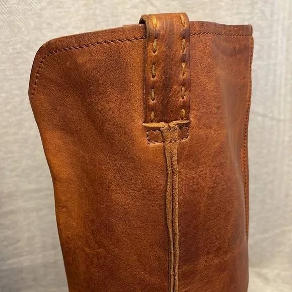 Frye Cara Tall Leather Riding Boots Cognac Size 6B