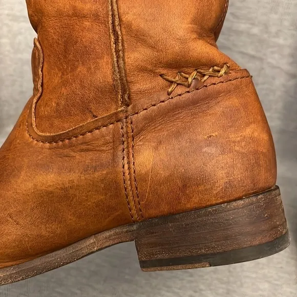 Frye Cara Tall Leather Riding Boots Cognac Size 6B