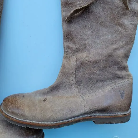 Frye CELIA Over the Knee Taupe Leather Tall Boots 7.5
