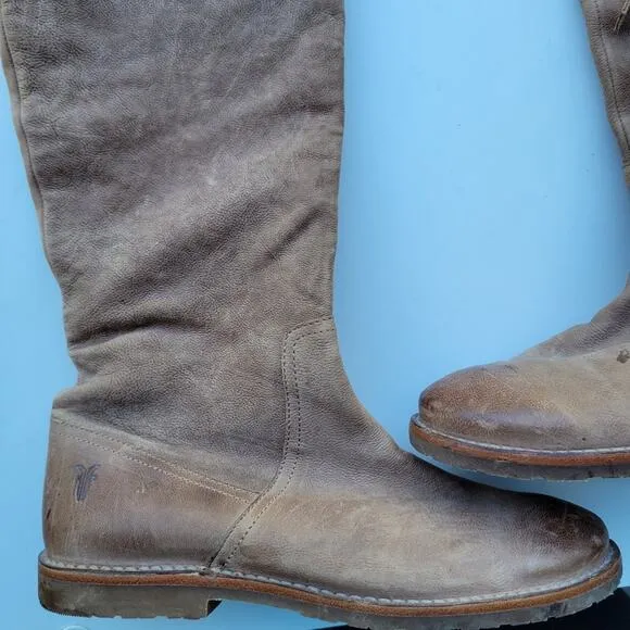 Frye CELIA Over the Knee Taupe Leather Tall Boots 7.5