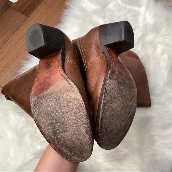 Frye | Jane Brown Cognac Heeled Over The Knee Tall Boots Western Leather Heels 6