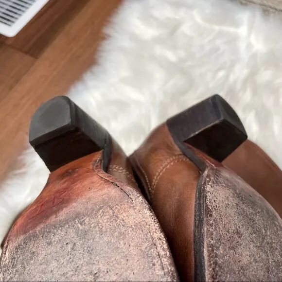 Frye | Jane Brown Cognac Heeled Over The Knee Tall Boots Western Leather Heels 6