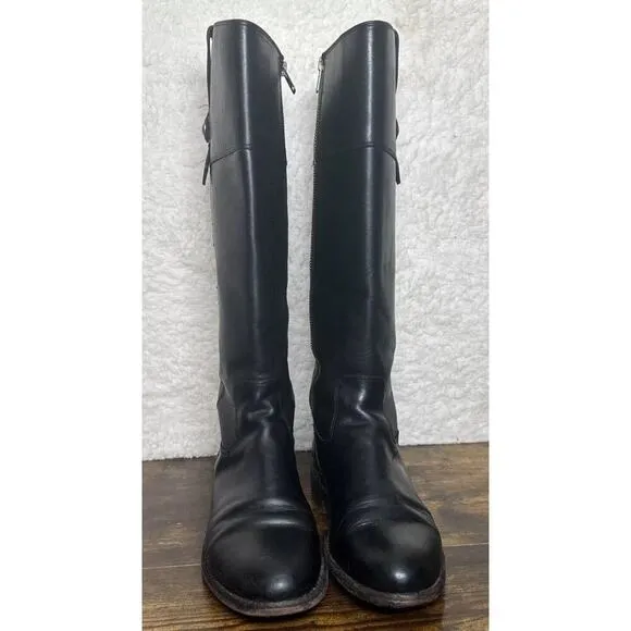 Frye Jayden Button Tall Riding Boots, Black Leather, Women's 8.5 Equestrian
