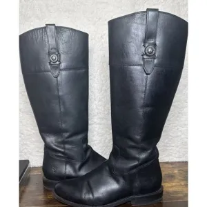 Frye Jayden Button Tall Riding Boots, Black Leather, Women's 8.5 Equestrian