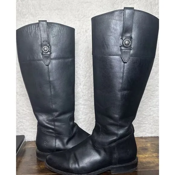 Frye Jayden Button Tall Riding Boots, Black Leather, Women's 8.5 Equestrian