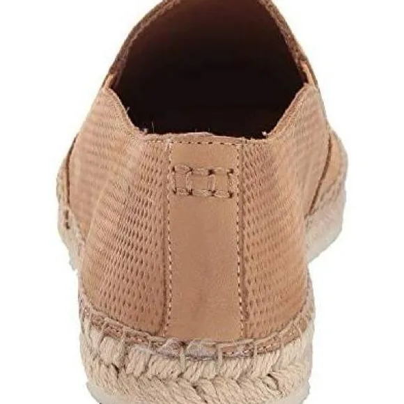 FRYE LEATHER ISBEL DIAMOND EMBOSS ESPADRILLE SLIP ON SHOES TAN NOB S 8.5