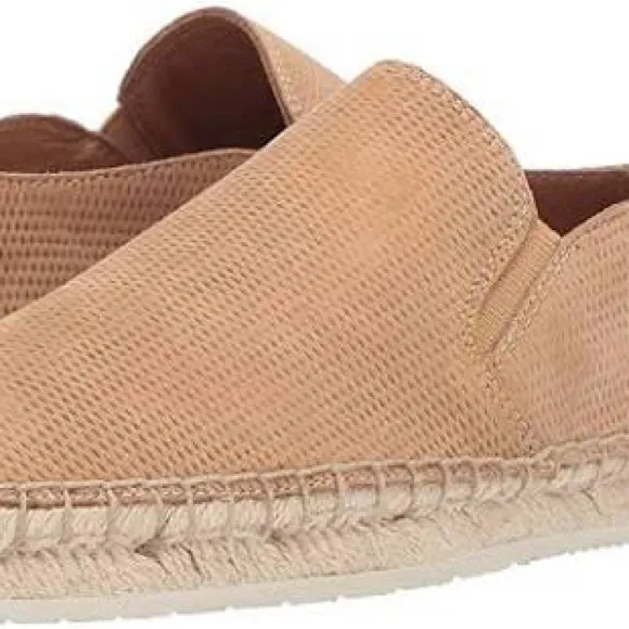 FRYE LEATHER ISBEL DIAMOND EMBOSS ESPADRILLE SLIP ON SHOES TAN NOB S 8.5
