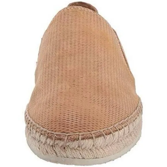 FRYE LEATHER ISBEL DIAMOND EMBOSS ESPADRILLE SLIP ON SHOES TAN NOB S 8.5