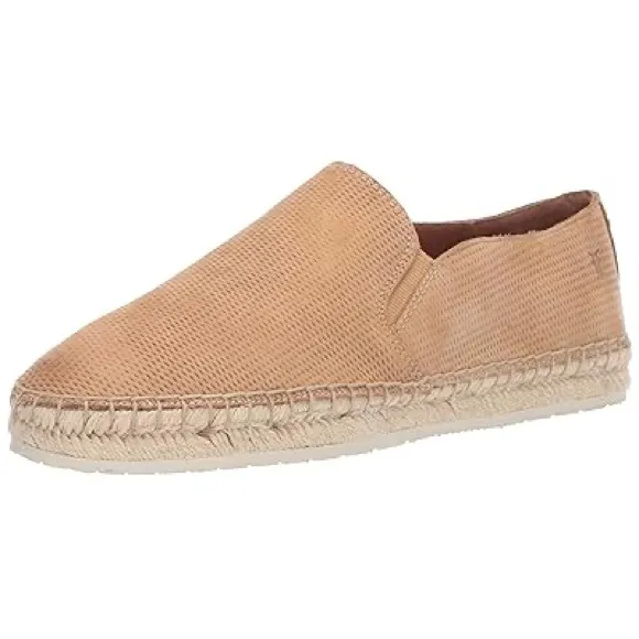 FRYE LEATHER ISBEL DIAMOND EMBOSS ESPADRILLE SLIP ON SHOES TAN NOB S 8.5