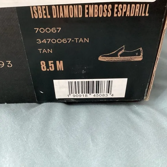 FRYE LEATHER ISBEL DIAMOND EMBOSS ESPADRILLE SLIP ON SHOES TAN NOB S 8.5