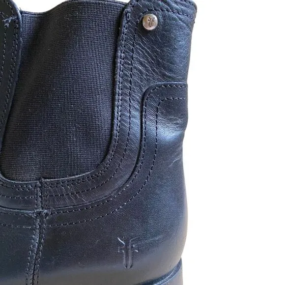 Frye Lindsay Gore Short Leather Ankle Boots Women's Size 9 Black Round Toe