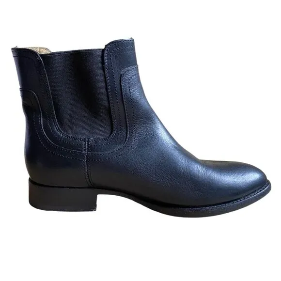 Frye Lindsay Gore Short Leather Ankle Boots Women's Size 9 Black Round Toe