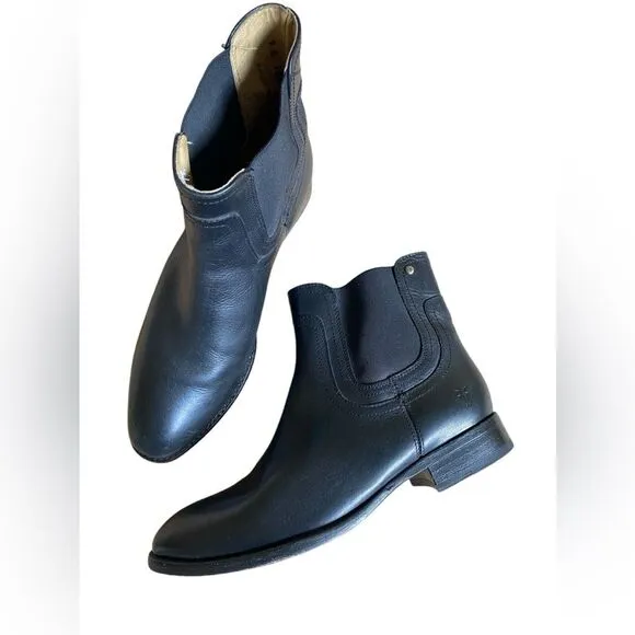 Frye Lindsay Gore Short Leather Ankle Boots Women's Size 9 Black Round Toe