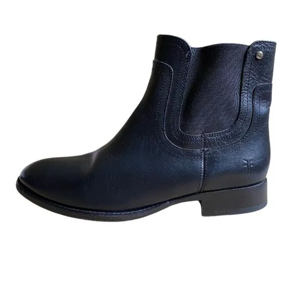 Frye Lindsay Gore Short Leather Ankle Boots Women's Size 9 Black Round Toe