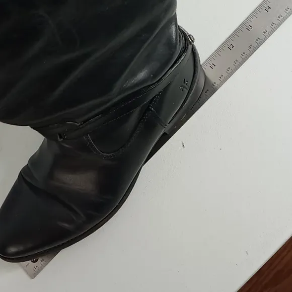 Frye- Linsey Plate  76976 -knee High Riding Boots Black Leather 8.5B