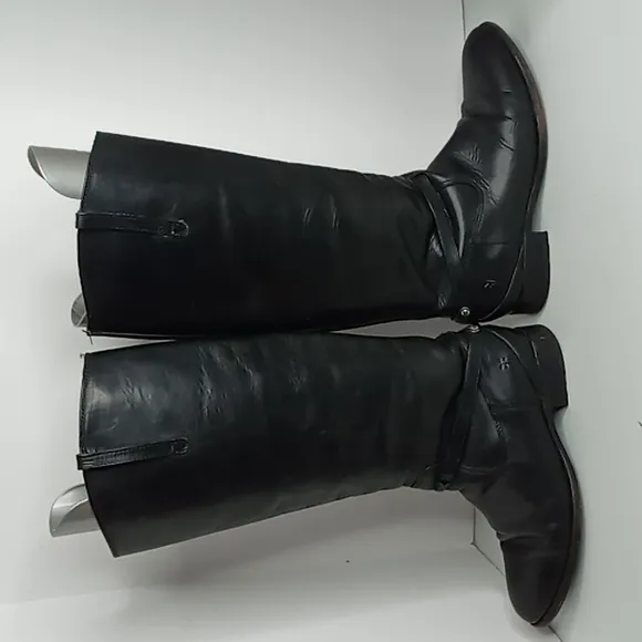 Frye- Linsey Plate  76976 -knee High Riding Boots Black Leather 8.5B