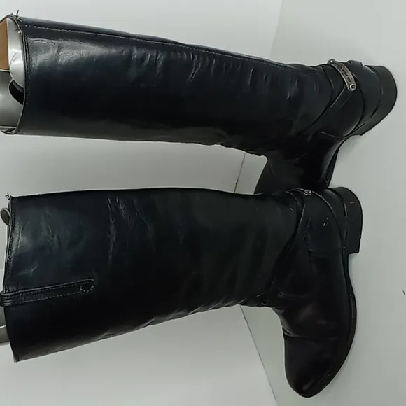 Frye- Linsey Plate  76976 -knee High Riding Boots Black Leather 8.5B