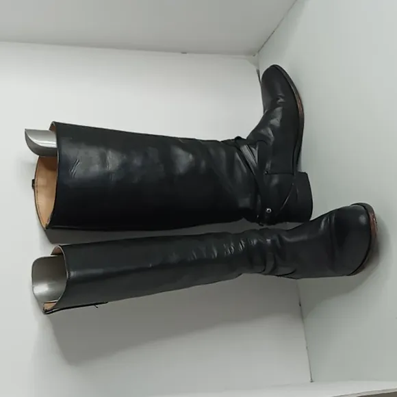 Frye- Linsey Plate  76976 -knee High Riding Boots Black Leather 8.5B
