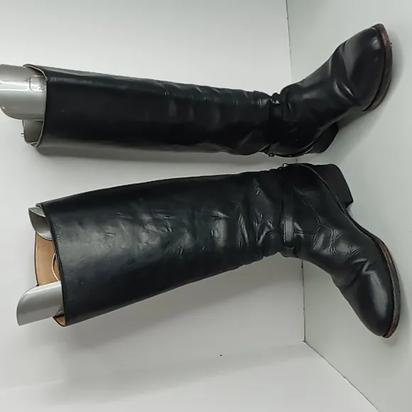 Frye- Linsey Plate  76976 -knee High Riding Boots Black Leather 8.5B