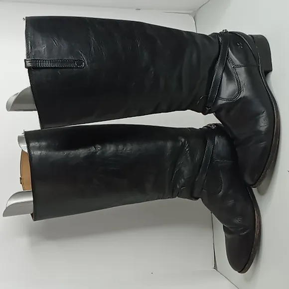 Frye- Linsey Plate  76976 -knee High Riding Boots Black Leather 8.5B