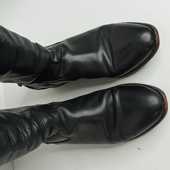 Frye- Linsey Plate  76976 -knee High Riding Boots Black Leather 8.5B