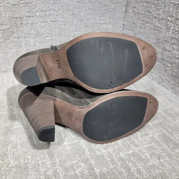 Frye Madeline Short Women's Size 9.5 US Gray Suede Leather Zip Up Ankle Boots