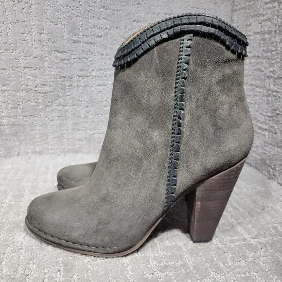 Frye Madeline Short Women's Size 9.5 US Gray Suede Leather Zip Up Ankle Boots