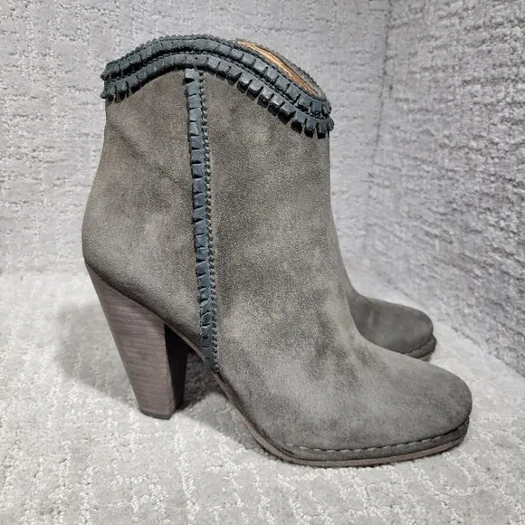 Frye Madeline Short Women's Size 9.5 US Gray Suede Leather Zip Up Ankle Boots
